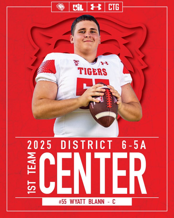 District 6-5A II
1st Team Center
🐾 W. Blann

#TigerTOUGH🐅 
#TTP