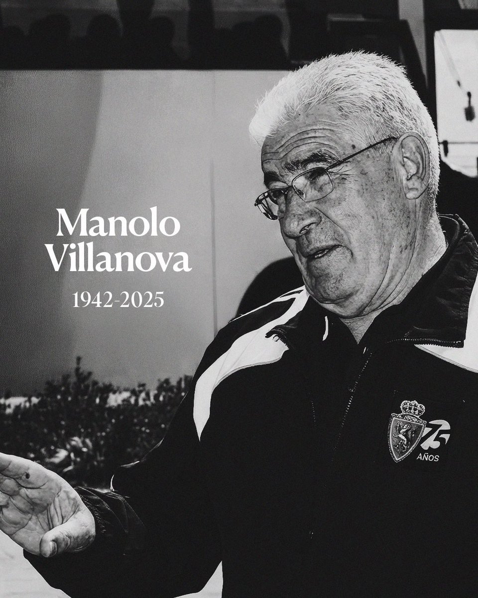 RealZaragoza's tweet image. Manolo Villanova, leyenda blanquilla y todo un referente del fútbol aragonés, nos ha dejado a los 83 años

Queremos enviar nuestras más sinceras condolencias a sus familiares y seres queridos 

Gracias por todo lo que le has dado a tu Real Zaragoza

D.E.P.