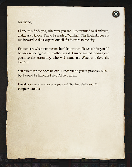 LARIAN PLEASE MAKE HARPER GERALDUS A ROMANCEABLE NPC, ITS NOT TOO LATE