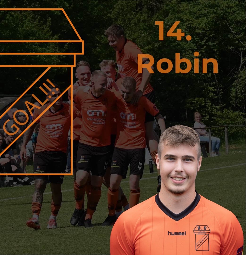 Het wordt een doelpuntenfestijn. Nu is het Bertin die schiet en zijn gekraakte schot valt voor de voeten van Robin die de 6-2 scoort