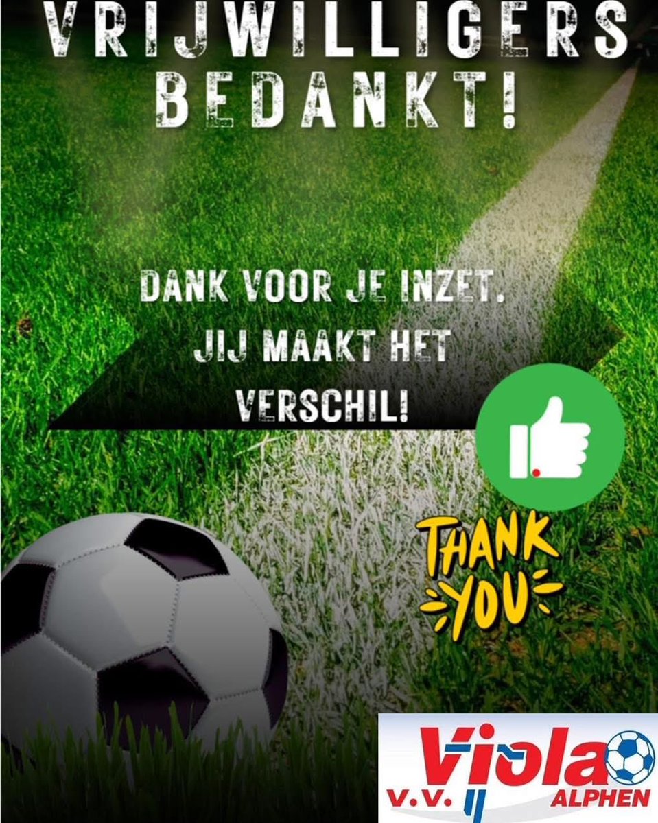 Vrijwilligers van vvViola hartstikke bedankt namens alle spelers voor jullie inzet afgelopen jaar .