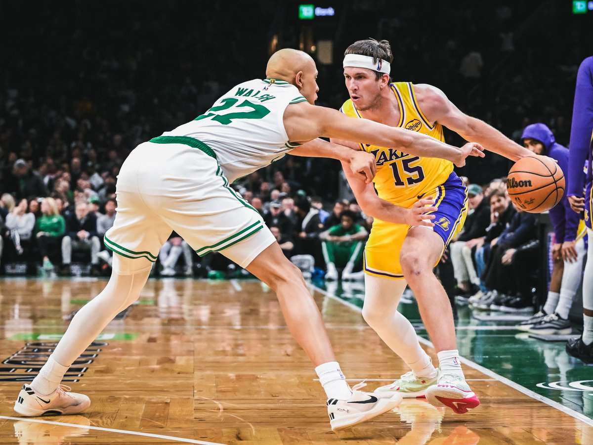 celtics's tweet photo. Jordan Walsh guarding Austin Reaves:

0-3 FG, 3 PTS

“I can see (Jordan) being one of the best defenders in the league for many years to come.” https://t.co/Qexy5vFZih