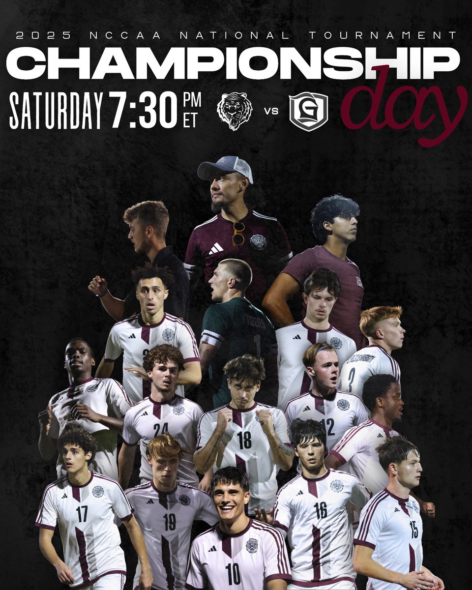 TOURNAMENT DAY | The #1 Tigers are taking on the #2 Grace College Lancers tonight for the NCCAA Tournament Championship game! 

📍 Kissimmee, Florida
🆚 <a href="/Grace__Soccer/">Grace College Soccer</a>
⏰ 7:30 p.m. ET
📺 tinyurl.com/mt6n3u29 
📊 tinyurl.com/cs9n3h76
#️⃣ #TigerUp