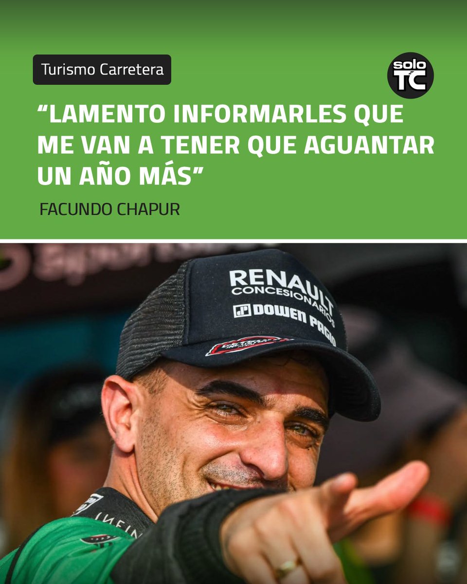 📌 Fiel a su estilo cómico, <a href="/FacuChapur/">Facu Chapur</a> confirmó su continuidad en el Trotta Racing con un Torino NG.

🗣 "Este año aprendimos muchas cosas. Ganamos, perdimos e igual nos divertimos. Armamos un hermoso grupo de trabajo y me van a tener que bancar un año más".