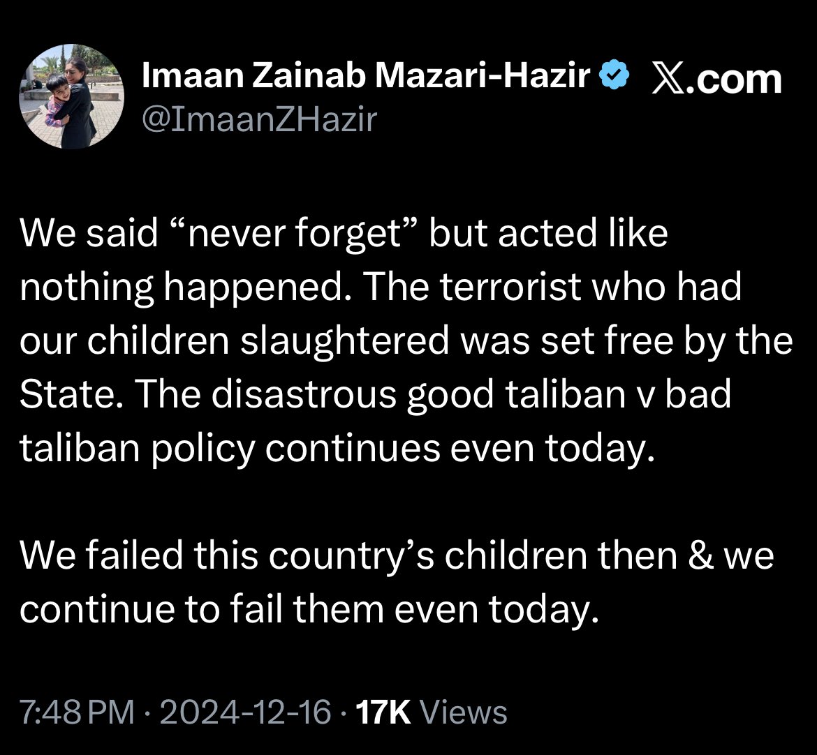 AlifyaSohail's tweet image. Can the state please explain why @ImaanZHazir is being handed 7–14 years in jail for saying, in this tweet, the same thing the DG ISPR said on live television two weeks ago?
