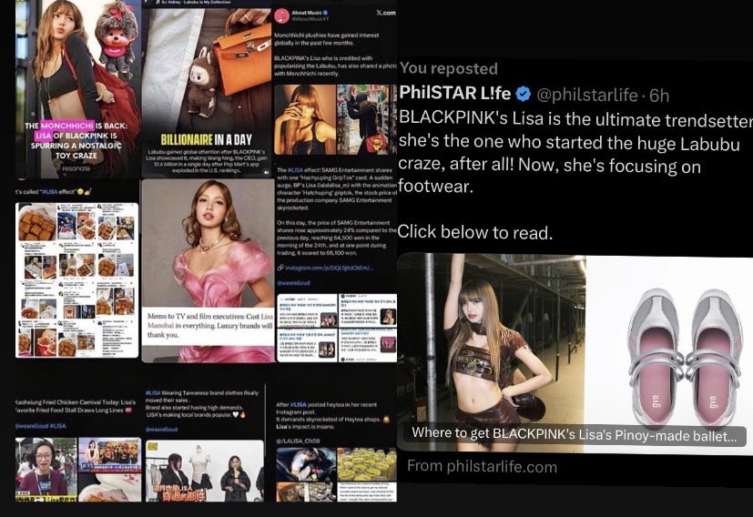 It’s mind blowing how #LISA is a force that makes the world pay attention with every step Every Action she takes triggers a revolution markets shift trends rise, and industries thrive. Lisa is the face and engine of Asia’s economy and no one can shapes its future like she does🔥.