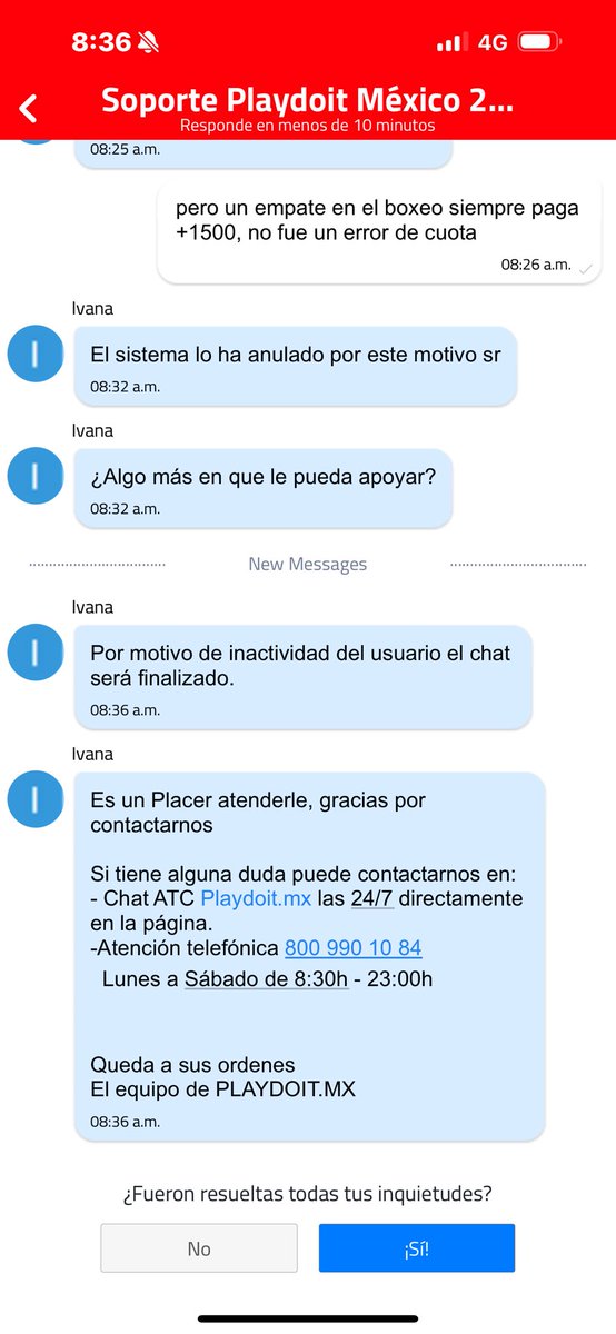 Hola <a href="/AtencionProfeco/">Atención Profeco</a> el casino en linea <a href="/playdoitmexico/">Playdoit México</a> se rehusa a pagar esta apuesta alegando que fue un error de cuota cuando claramente no lo es