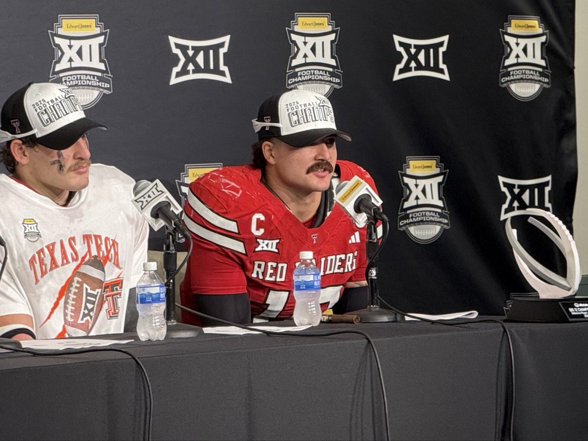 max_olson's tweet image. Texas Tech LB Jacob Rodriguez when asked to respond to the narrative that Texas Tech has “the best team money can buy”:

“Uh, if we are going to buy a team, why not be the best?”