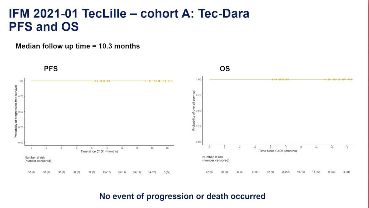 DrRakeshPopat's tweet photo. Tec Dara for transplant ineligible newly diagnosed myeloma. Very impressive results with early step down to Q4W Tec dosing and high IVIG use to make tolerable. Good to hear that plans to move to Q8w Tec and fixed duration #ASH25 https://t.co/FfvUZYaK9X