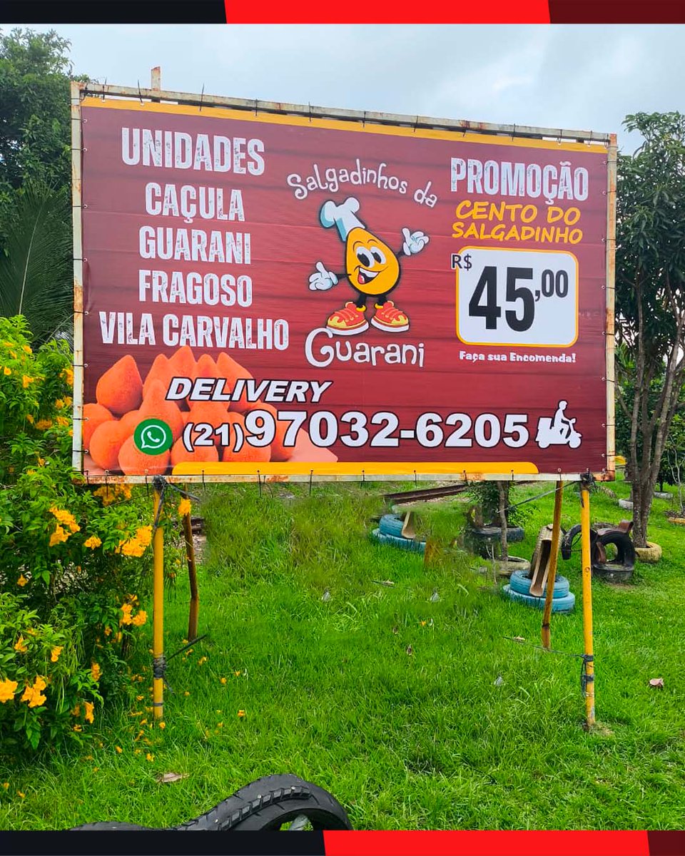 Mais um outdoor instalado, dessa vez para o @salgadinhosdaguarani
Produzimos e instalamos uma lona 300x200cm, garantindo boa visibilidade e presença na rua.
Quer colocar sua marca em destaque com outdoor? Fala com a gente.

Chama no WhatsApp: 21 97014-2995 (Link na bio)
#Grafica