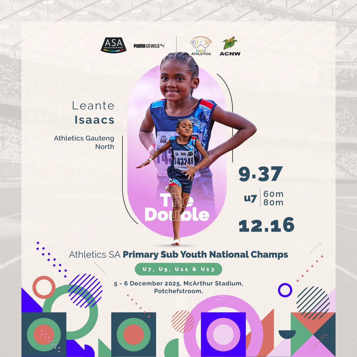 Take a bow 🙌

First National Championships at the age of 7 and Isaacs has secured the golden double 🥇 for Athletics Gauteng North 

#SubYouthChamps