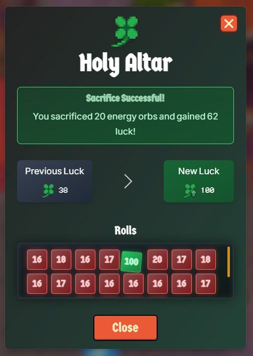 Thas was easy

40 orbs = 100 luck index

<a href="/playcambria/">Cambria</a> <a href="/1ogic_xyz/">1ogic</a> <a href="/cyberpunk/">BEN.ZZZ</a> 

goldrush.cambria.gg/?code=valdemur…