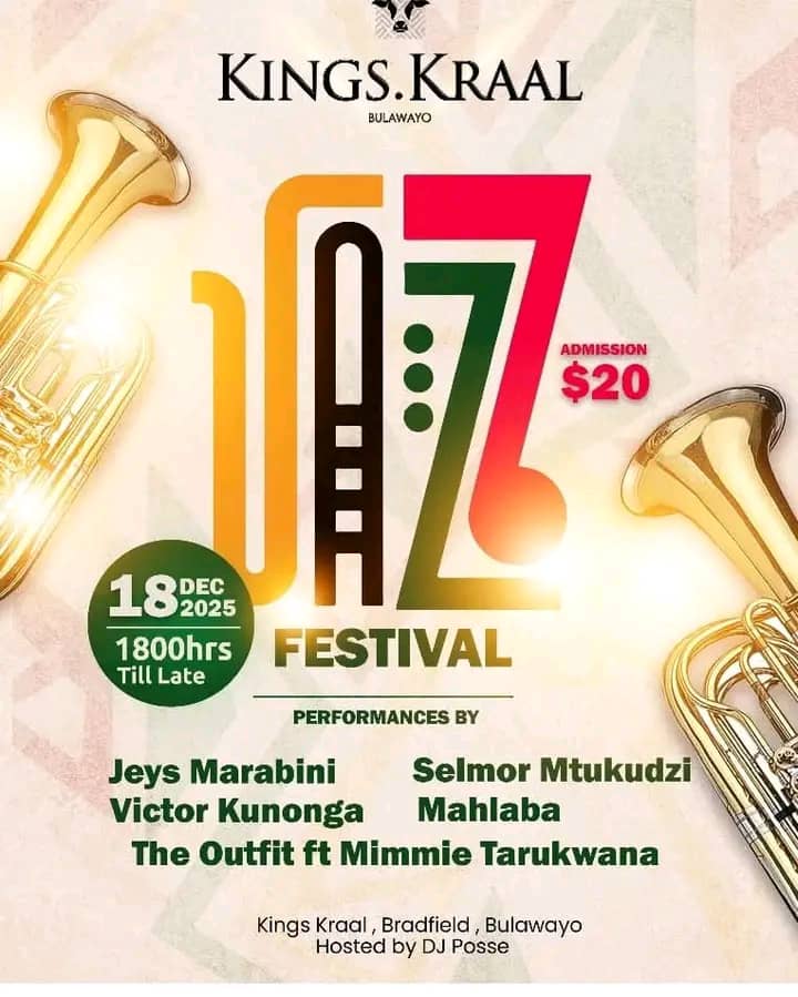 #dandaroevents
Event: Jazz Festival
Venue: Kings Kraal, Bulawayo
Date: 18 December 2025

More details:
dandaro.online/2025/12/06/jaz…