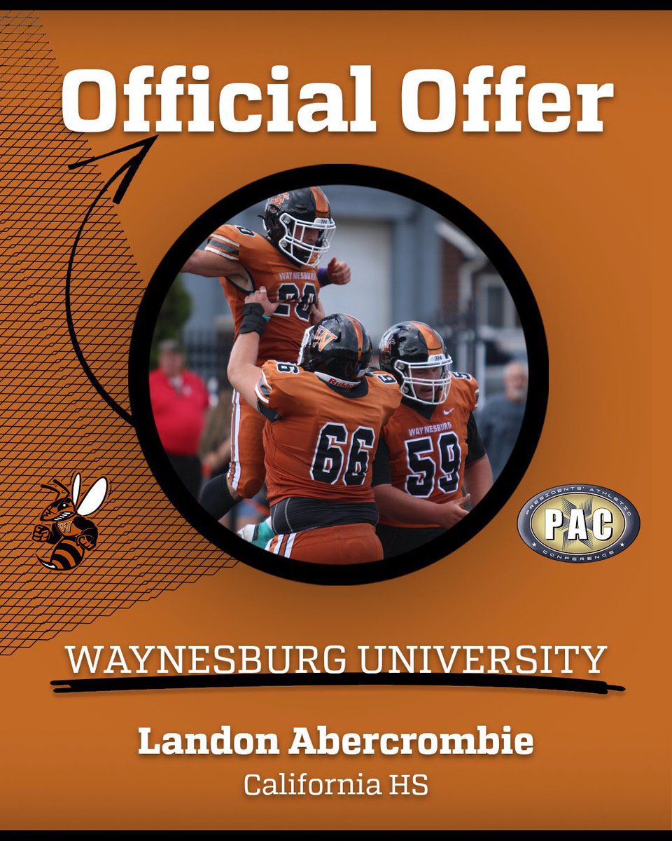 Abercrombie22L's tweet photo. #AGTG After a great conversation with @BigPappy_WETSU1 I’m beyond grateful to have received my 3rd offer to play at the next level from @Waynesburg_FTBL!!⚫️🟠
@BallHawkMedia1 @PAELITE7v7 @PAPrepVarsity @PrepRedzonePA @WPIAL_Insider @wpialsportsnews @PRZVicCastillo @ironcityselect https://t.co/SGCJTbJSQJ