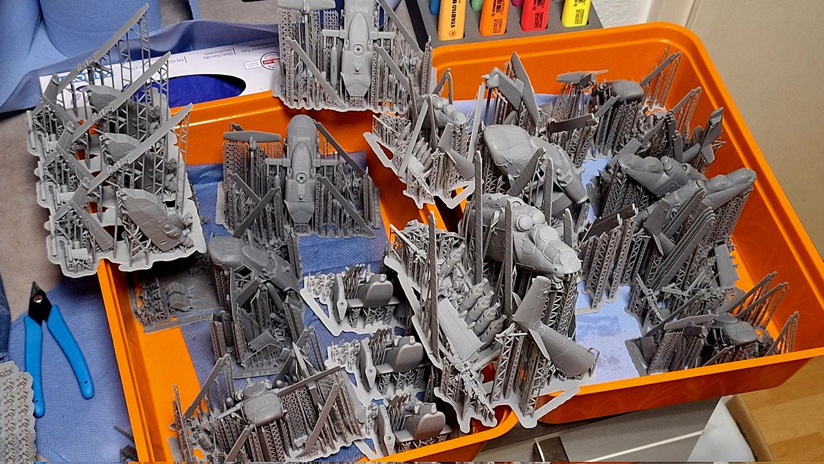 The last sale weekend led to an increase in helicopter sales. The helicopters that underwent the isopropanol wash are now ready; they are awaiting removal from their supports and UV curing to ensure they are safe to handle.