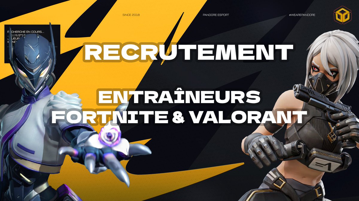 🎮 <a href="/Courbevoie_PND/">Courbevoie Esport by Pandore</a> recrute des entraîneurs Fortnite &amp; Valorant

📆 Engagement de janvier à juin
👥 Entraînement de joueurs amateurs
🔎 Recherche coachs / joueurs expérimentés en auto-entreprise
💬 Discord ou présentiel à Courbevoie
👉 Intéressé(e) ? DM ouverts
#Esport #Fortnite