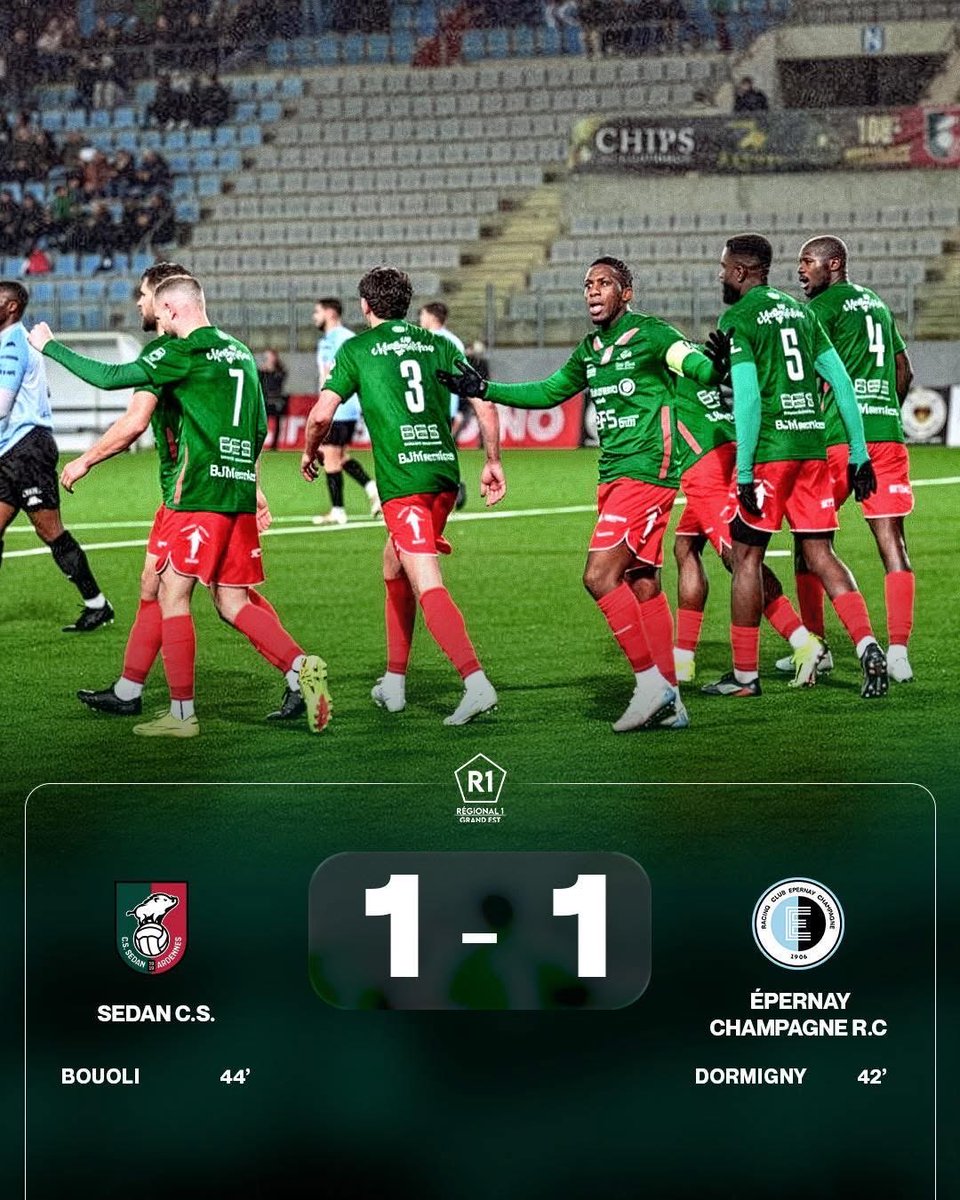 ➡️ Le CSSA 🟢🔴 partage les points dans le choc de R1 contre Epernay ‼️

➡️L’ancien du CSSA, et gardien adverse, Dubois a sorti un gros match !

3️⃣3️⃣2️⃣9️⃣ spectateurs on assistés à la rencontre. 

📸Page FB CSSA