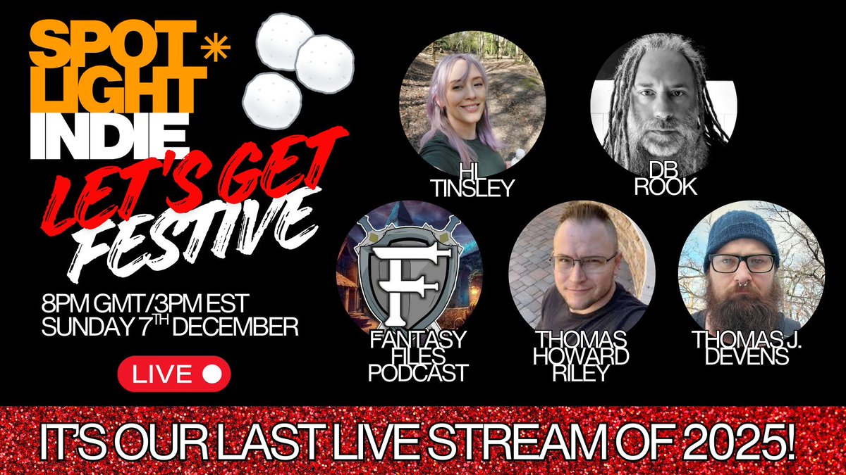 Don't forget - it's our last live stream of 2026 tomorrow! Starting 8pm GMT, join us for some festive fun and seasonal shenanigans. There will be games, book talk, and flashing lights. Let's get festive! #writingcommunity #indieauthors #livestream #indiebooks #writerslife #books