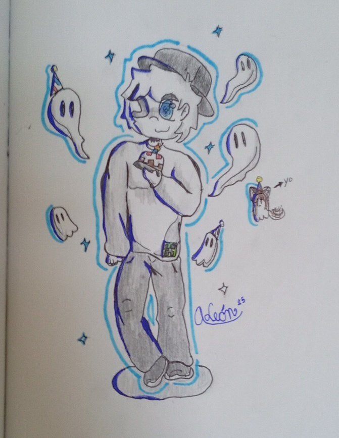 Feliz cumpleaños <a href="/SrPermon/">🤍Permon 👻 #Fantasmitas</a> 🥳🎂👻 aquí te dejo un dibujito 
(Mañana cumplo años también 🥹)