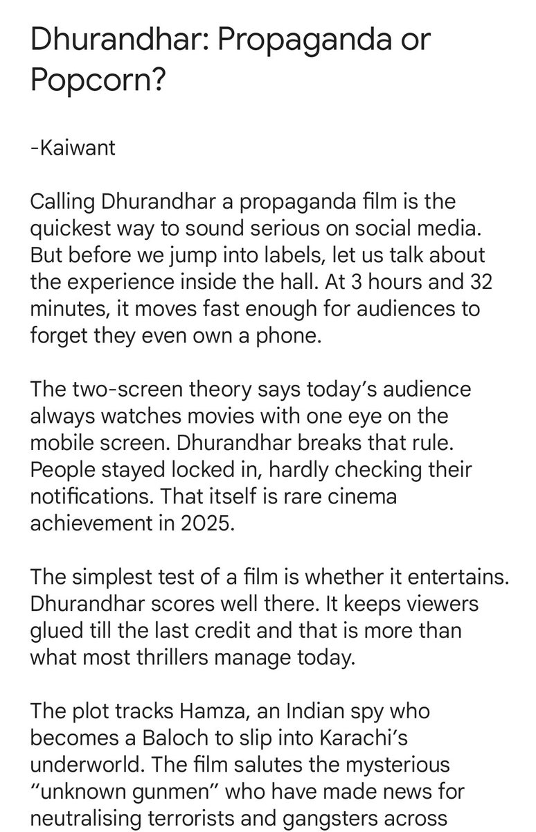 KAIWANT's tweet photo. #DhurandharReview : Propoganda or Pocorn

[Ranveer, Dhurandhar, Akshay Khanna] https://t.co/FS1uzZm5V7