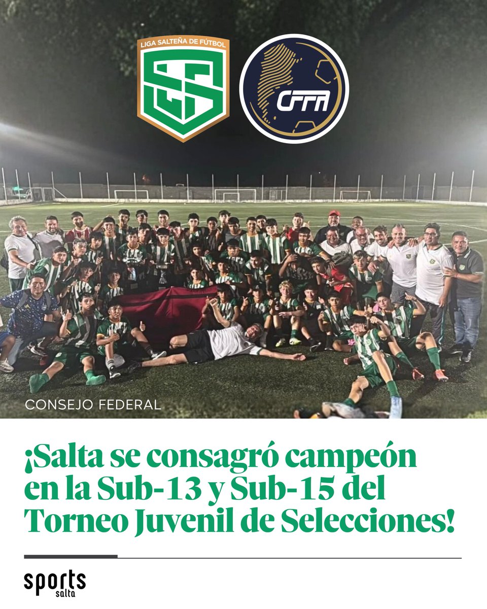⭐ ¡SALTA SE CONSAGRÓ CAMPEÓN NACIONAL DEL TORNEO JUVENIL DE SELECCIONES EN CÓRDOBA!

🏆 Los seleccionados de la Liga Salteña de Fútbol GRITARON CAMPEONES en las CATEGORÍAS SUB-13 y SUB-15 del TORNEO JUVENIL DE SELECCIONES 2025.