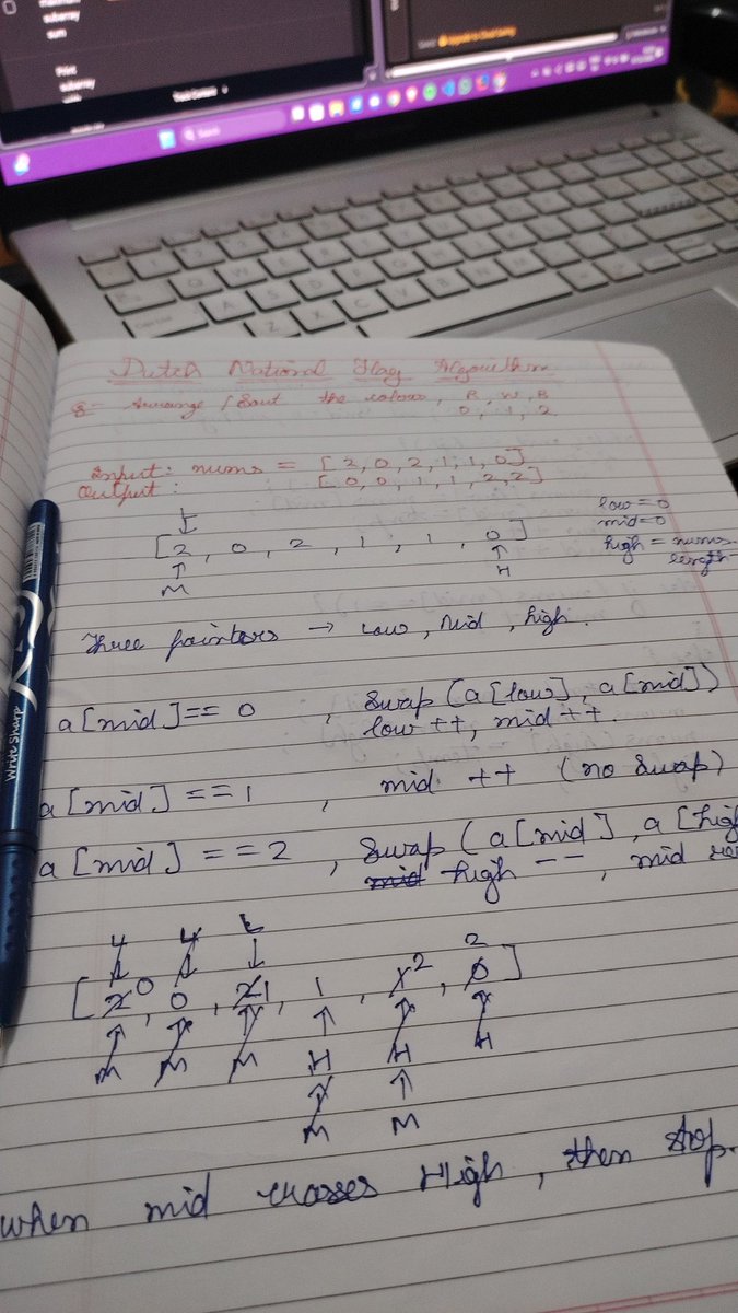 pumpkin1709's tweet photo. Day 2 of DSA in Java🙂

Revised 2Sum Problem,
Learned Sorting an array of colours using Dutch National Flag Algorithm, and finding Majority element using Moore's Voting Algorithm.
Completed target of solving 3 DSA problem a day. 
#100DayCode #LeetCode https://t.co/Jni4F6sbMT