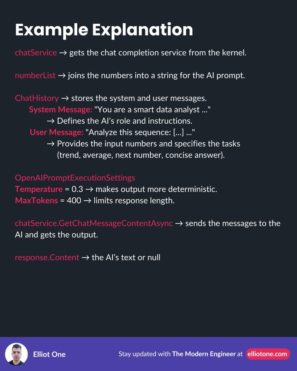 elliot1one's tweet image. Building local AI in .NET with Semantic Kernel + LM Studio 🚀

Fast, private, zero-cost AI with clean architecture and strong reasoning, all running locally.

Repo: github.com/ElliotOne/sm-s…

#SemanticKernel #LocalAI #dotnet #AI #developers