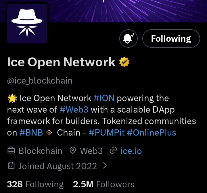 ICE team has just updated their profile on X and Online+

👀 Tokenized communities on BNB Chain #PUMPit #OnlinePlus

Something is cooking... 👀

<a href="/ice_blockchain/">Ice Open Network</a> #ICE #ICE