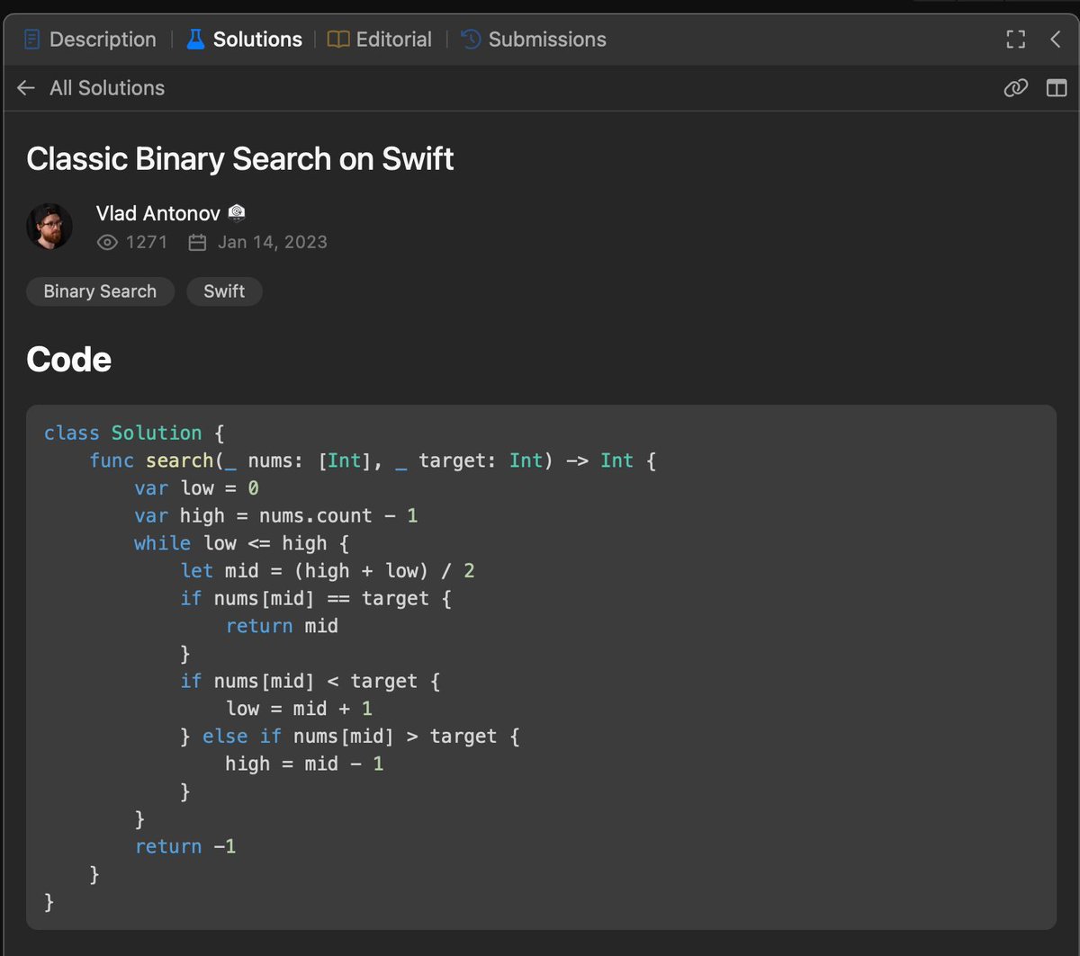 jacobtechtavern's tweet image. LeetCode Grind: Binary Search

This is the first one I had real trouble with. I got very, very stuck. 

I kinda knew you could do either recursion or 2 points with this, but I&apos;m bad at both, so I struggled.

The solution was actually a while loop, and unintuitively it only worked…