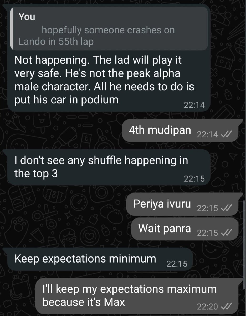 Banter with a fellow Max fan cousin! Seated for tomo, he's talking logic, but I believe Delulu is solulu, let's go Max! 🥰🥰