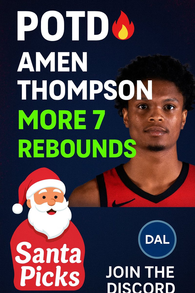 PicksStitch's tweet photo. 🎅🏽 Santa’s POTD is LIVE! We’re riding Amen Thompson to snag boards tonight. More rebounds, more greens. Don’t miss out — join the Discord and cook with the team. 🧧💰🔥
Link in bio!
#SantaPicks
#SportsPicks
#NBAProps
#PrizePicks
#DailyLocks https://t.co/WGtySa5VpM