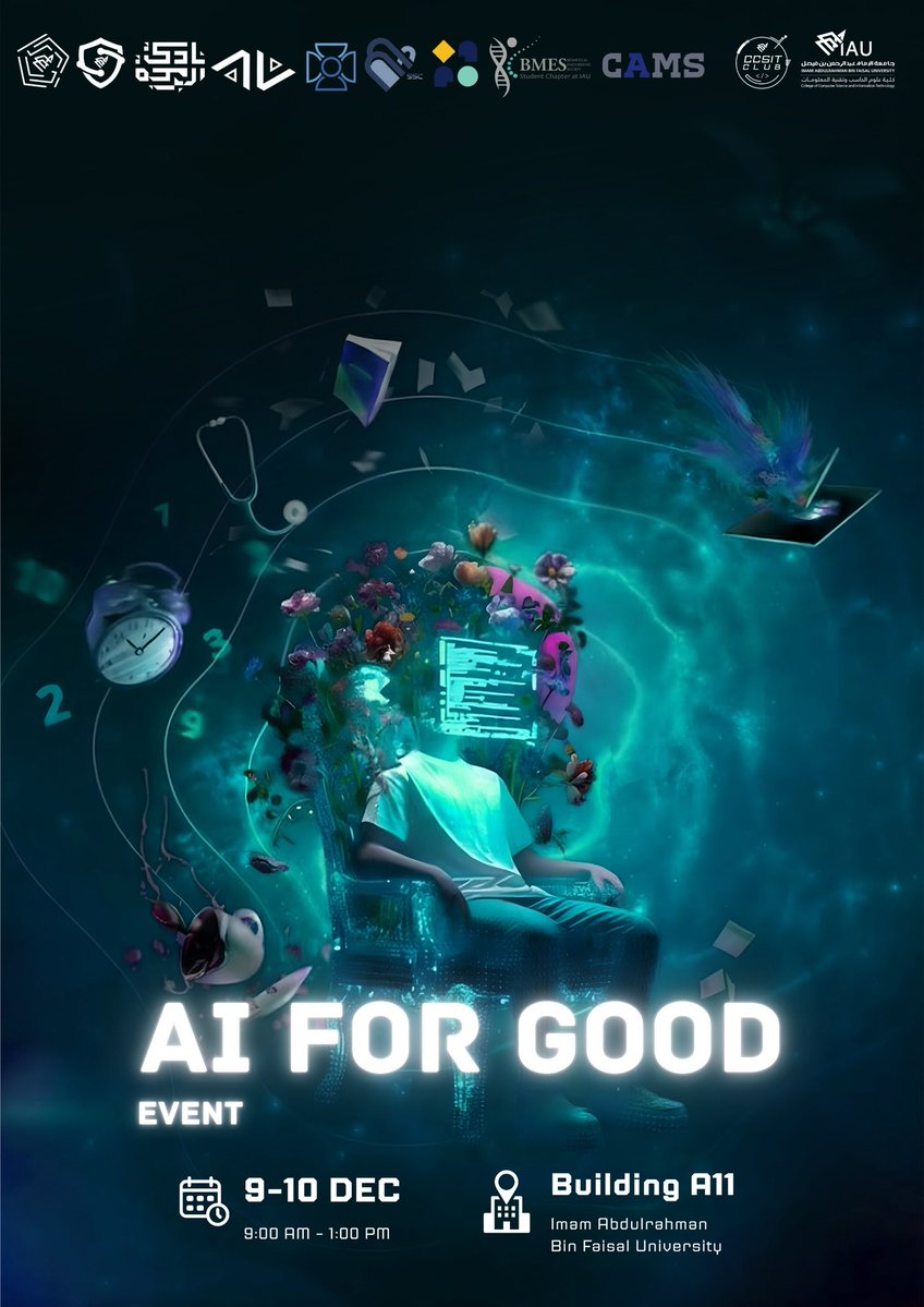 AIRobotClub_IAU's tweet image. يسرّ نادي الذكاء الاصطناعي والروبوت دعوتكم لحضور معرض 🌟AI FOR GOOD🌟

والذي يستعرض توظيف تقنيات الذكاء الاصطناعي في خدمة مختلف المجالات، لعالمٍ أفضل 

📍 بهو A11
📅 9 – 10 ديسمبر
⏰ 9:00 صباحًا – 1:00 مساءً

#AI_CLUB #CCSIT_CLUBS #IAU_CCSIT #جامعة_الإمام_عبدالرحمن_بن_فيصل