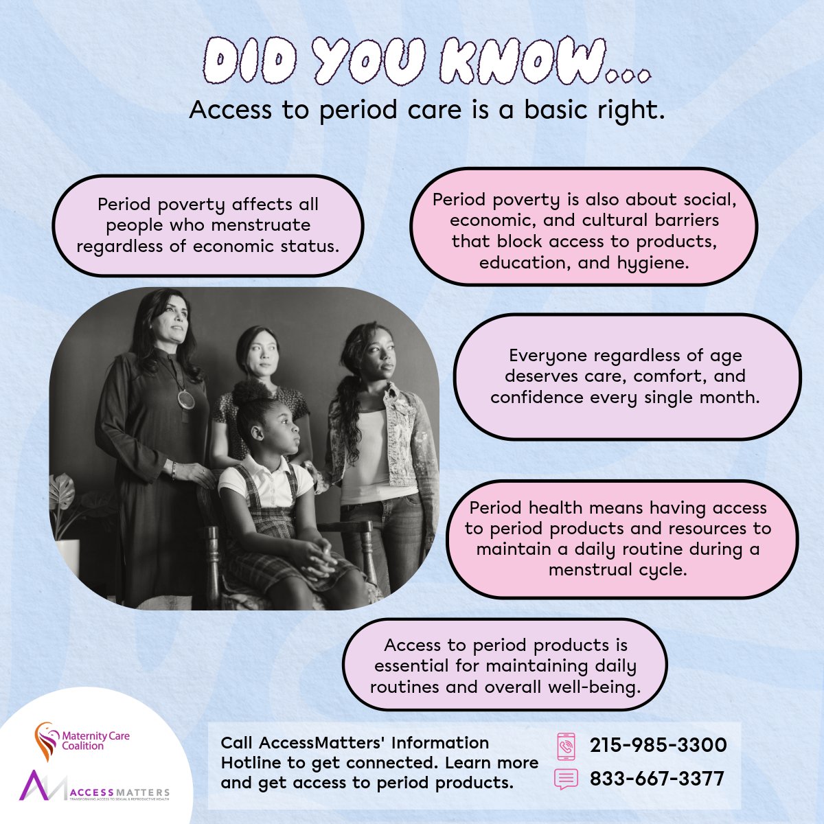 Period care is essential, but for too many, it’s a luxury. We're here to help close the gap. Visit accessmatters.org to learn more.
#PeriodCare #AccessMatters  #EndPeriodPoverty #MenstrualHealth