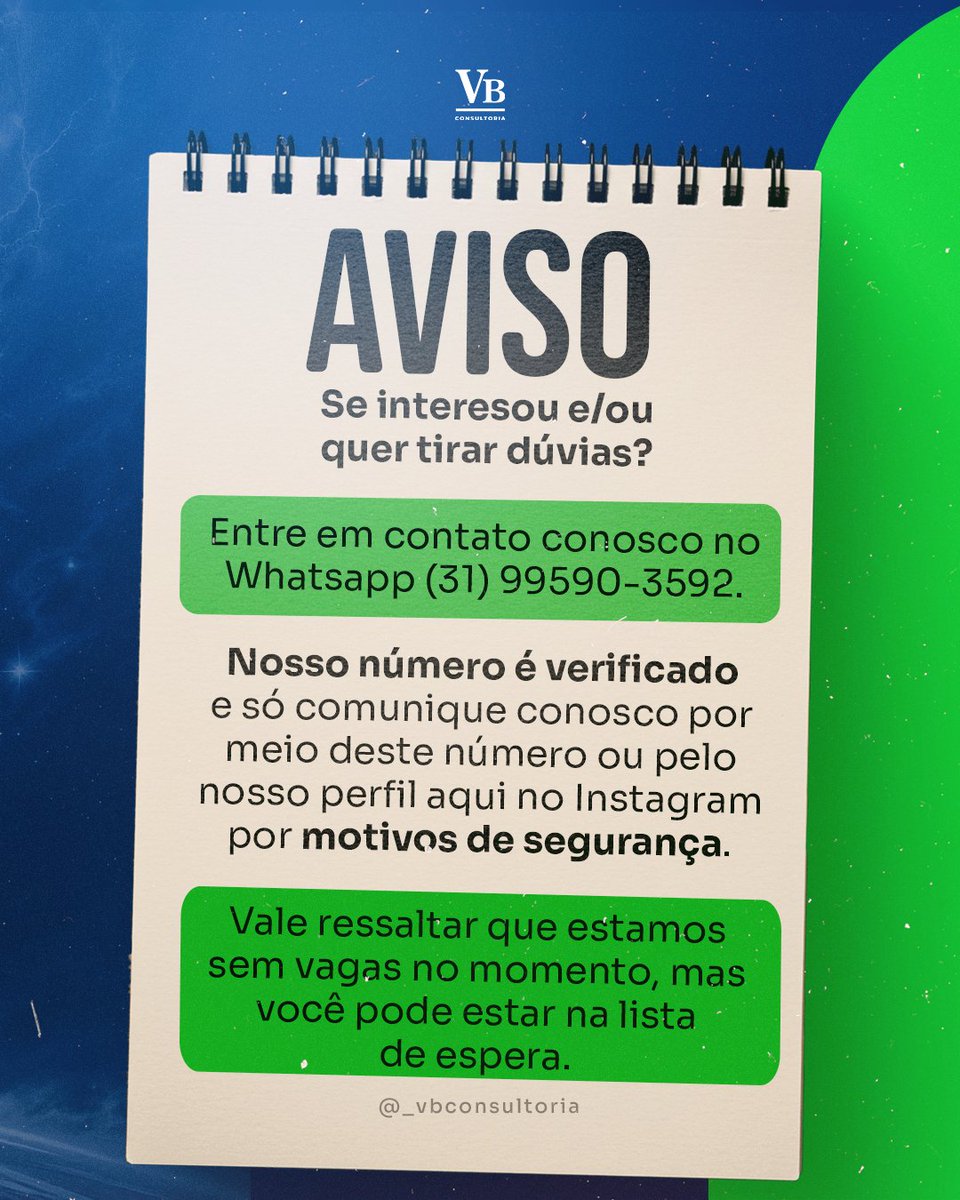 vbconsultoria_'s tweet photo. 🤝 Não temos vagas no momento, mas você pode ficar na nossa lista de espera para ficar de olho em novas oportunidades: https://t.co/YFlOU044aD https://t.co/ifpgkAaGUE