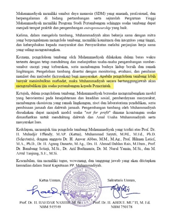 Sekarang Saat yang Tepat Muhammadiyah Mengembalikan IUP Tambang

Opini

Beberapa tahun lalu, Pimpinan Pusat Muhammadiyah mengambil keputusan berani. Menerima tawaran Izin Usaha Pertambangan (IUP) dari pemerintah, berdasarkan regulasi baru dan atas pertimbangan bahwa pengelolaan