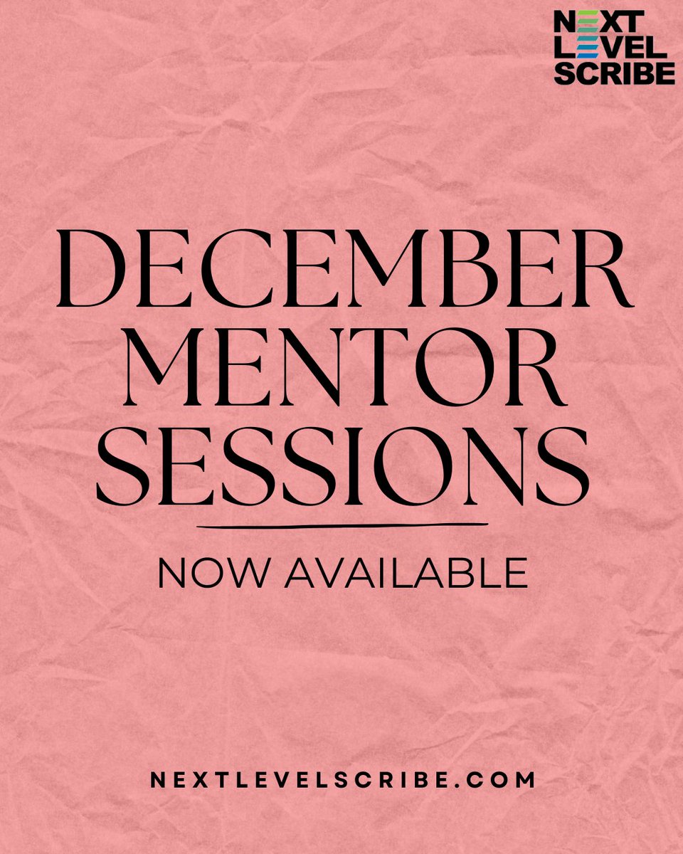 What's New in December at <a href="/NextLevelScribe/">Next-Level Scribe</a>
Focused 1:1 Zoom mentorship with top, working writers &amp; showrunners. 
Refine your work and head into the new year with a plan.
👉 NextLevelScribe.com