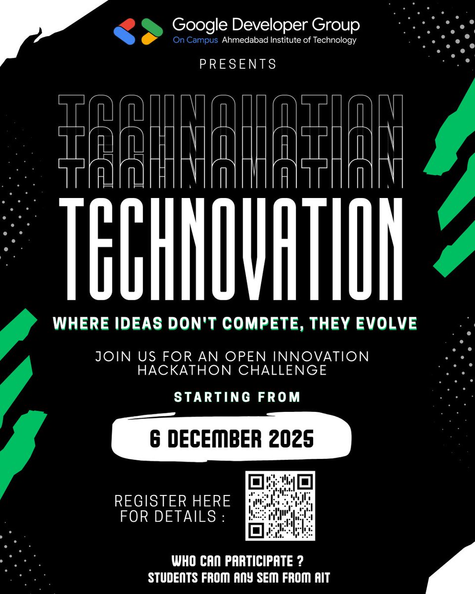 ait_gdsc's tweet photo. GDG on Campus AIT presents Technovation – where ideas don’t compete, they evolve, powered by @hack2skill 
Solve real campus/community problems using Google tech &amp; show how far your creativity can go!

👥 Registrations &amp; team formation LIVE!
👉 Register : https://t.co/dlylM4mRdn https://t.co/2LVGXFnGs2