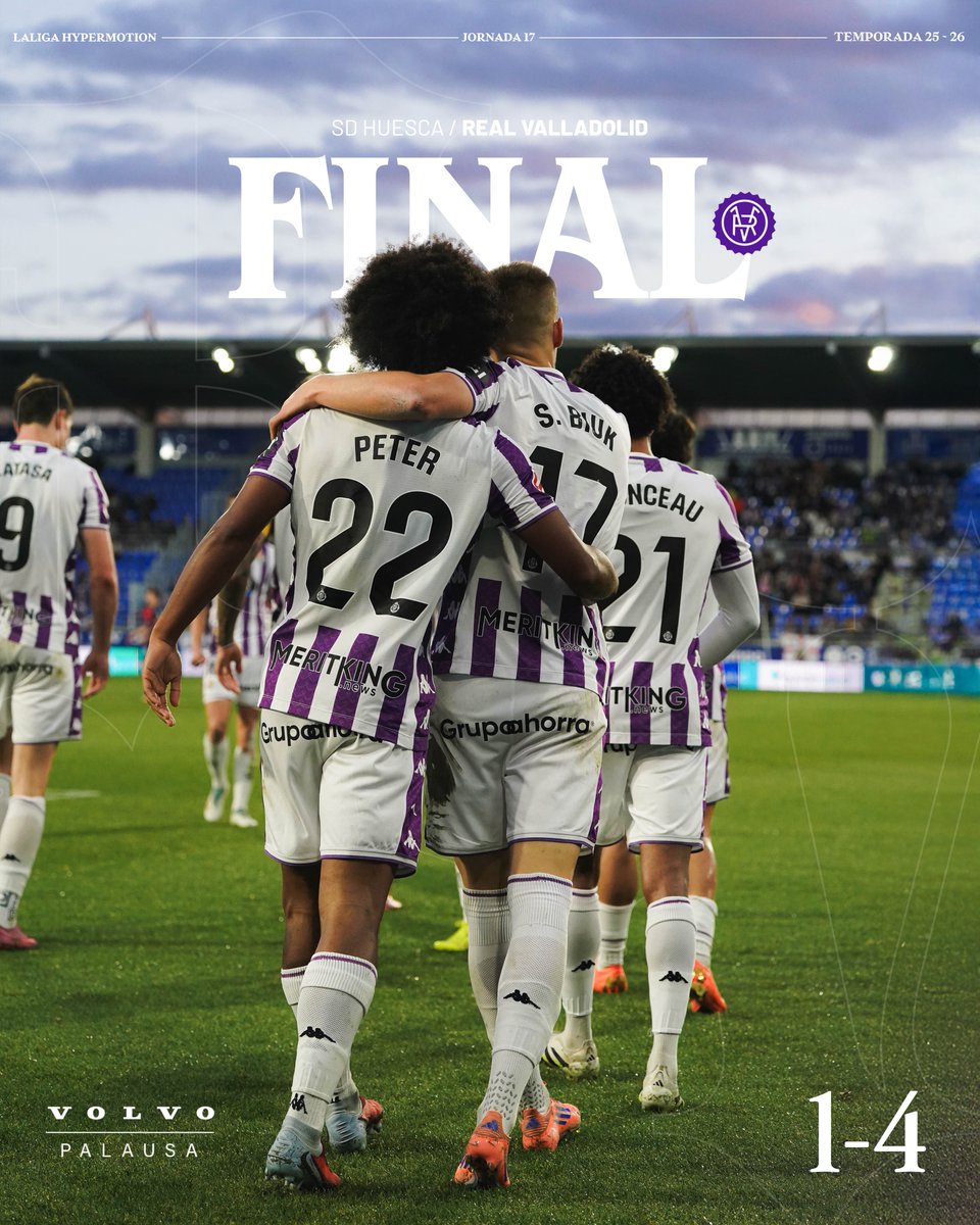 ⎾1✕4⏋  ▪  FINAL DEL PARTIDO
Gran victoria blanquivioleta en Huesca

#HuescaRealValladolid    <a href="/VolvoPalausa/">Volvo Car Palausa Valladolid</a>