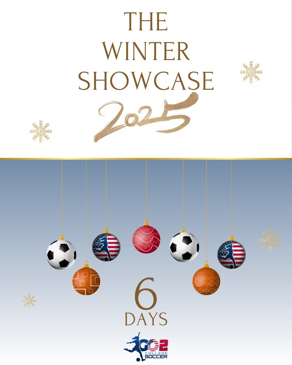 G2CollegeSoccer's tweet image. 🔥| 𝗪𝗶𝗻𝘁𝗲𝗿 𝗦𝗵𝗼𝘄𝗰𝗮𝘀𝗲 𝟮𝟬𝟮𝟱 𝗖𝗼𝘂𝗻𝘁𝗱𝗼𝘄𝗻

We are 6 days away from this years winter showcase event which is taking place on Friday 12th December at the fantastic Boldmere St Michael’s FC in Birmingham.

You can watch all the action live on the day via the…