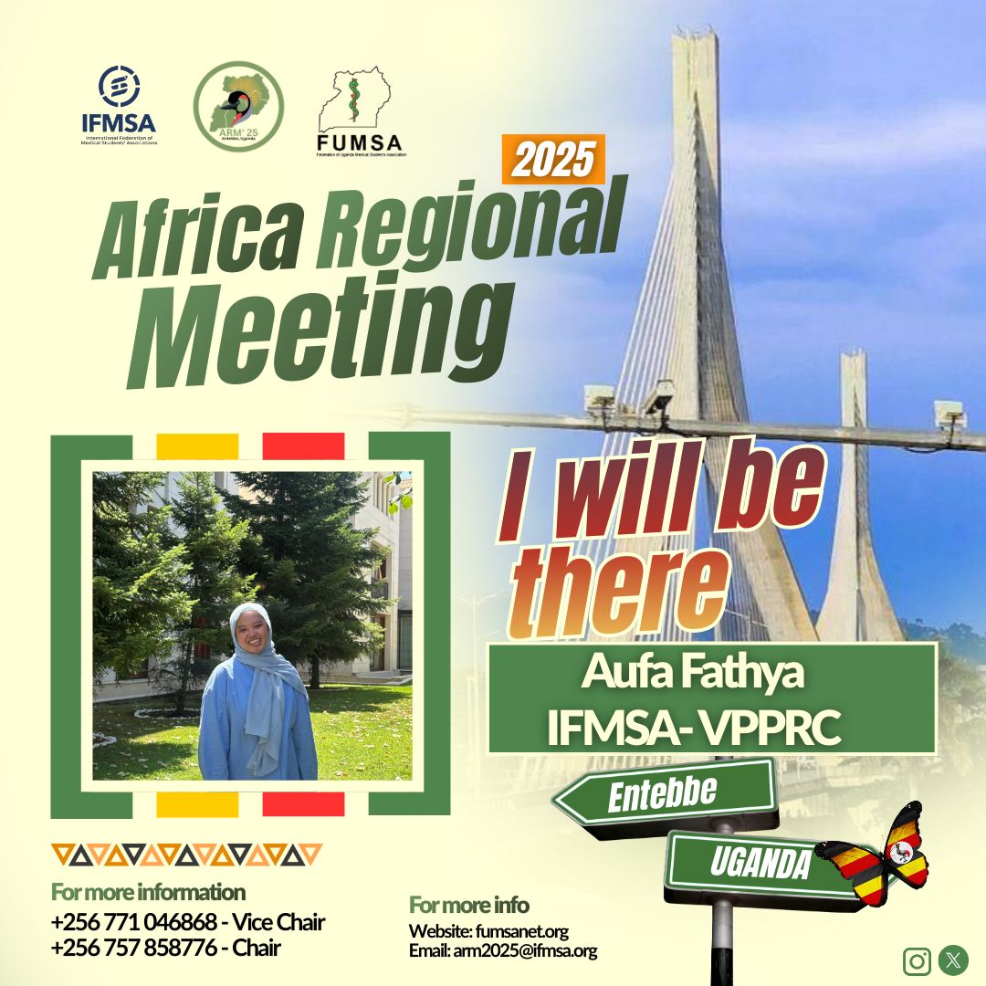 arm2025ifmsaug's tweet image. Uganda is buzzing with excitement as we prepare to receive our IFMSA- Vice President for Public Relations and Communications to Uganda! 🇺🇬✨
🔥🔥🔥 The momentum is building, the spirit is rising, and the African medical student family is ready to shine!
🌍💛 Karibu to Uganda!🎉🔥