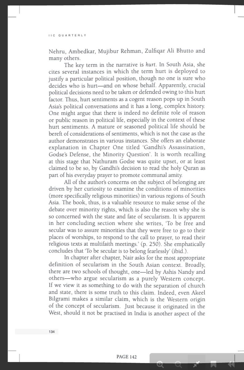 NeetiNair's tweet photo. Grateful to Prof Rehman at Jamia for his review in the IIC Quarterly. "crucial to make sense of what has gone wrong with Indian democracy &amp; how Indian history cd be used to learn valuable lessons... a major contribtn to the ongoing debate on secularism &amp; minority rights in S A." https://t.co/i0AxkWTa2R