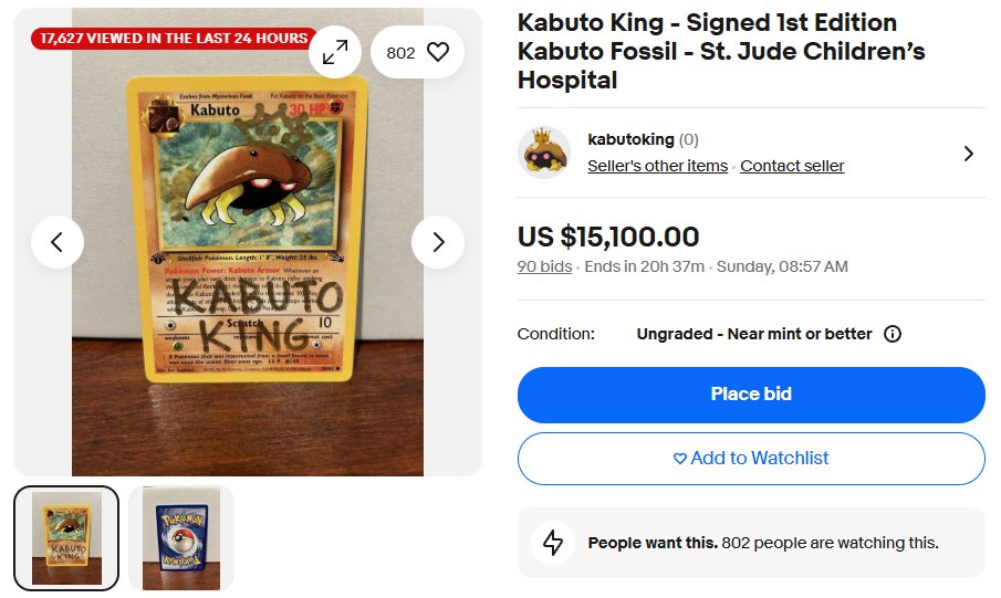 meleemarkets's tweet image. $15,100 currently going to St. Jude Children's Hospital in the 1st edition @KabutoKing_ auction

With 20 hours left, how high can this go?