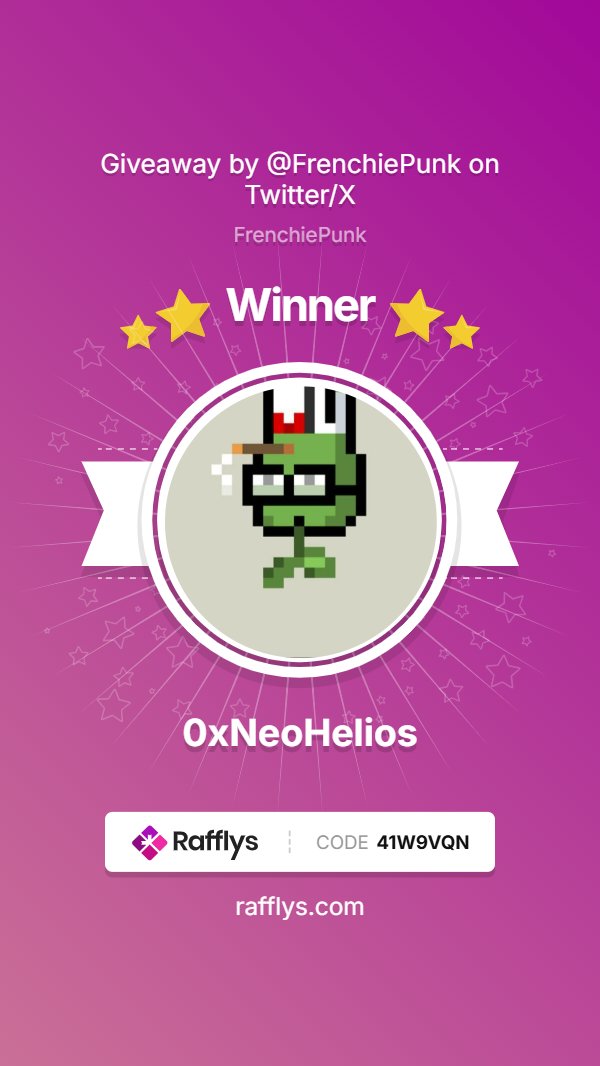 Congrats <a href="/0xNeoHelios/">0xNeo☀️</a>🔥
send addy