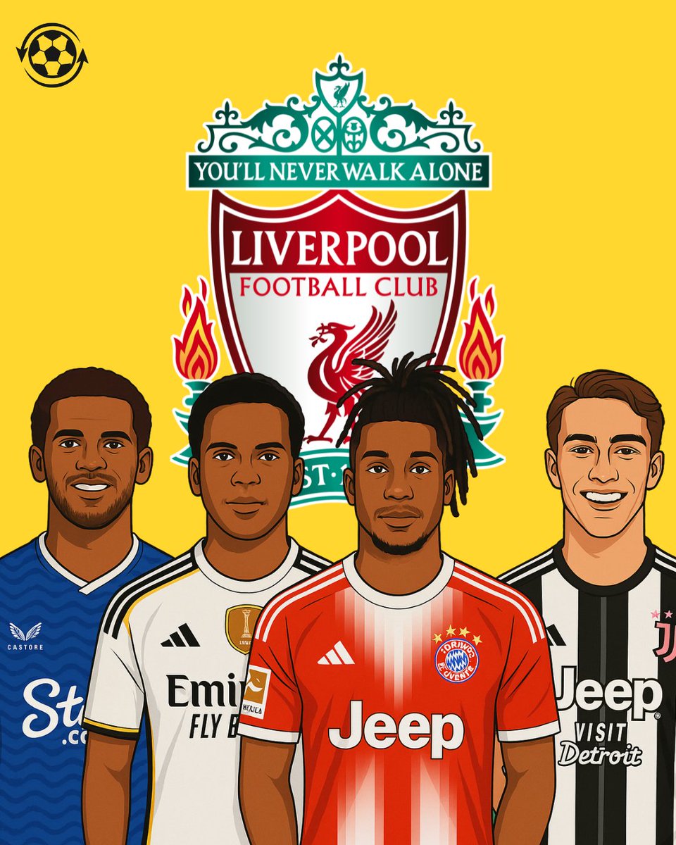 DeadlineDayLive's tweet image. 🚨 As Liverpool prepare to find an attacking replacement for Mohamed Salah they currently have 𝗙𝗢𝗨𝗥 players on their shortlist:

🔸 Michael Olise (Bayern Munich)
🔸 Rodrygo (Real Madrid) 
🔸 Kenan Yıldız (Juventus) 
🔸 Iliman Ndiaye (Everton)

All four will be tricky to…