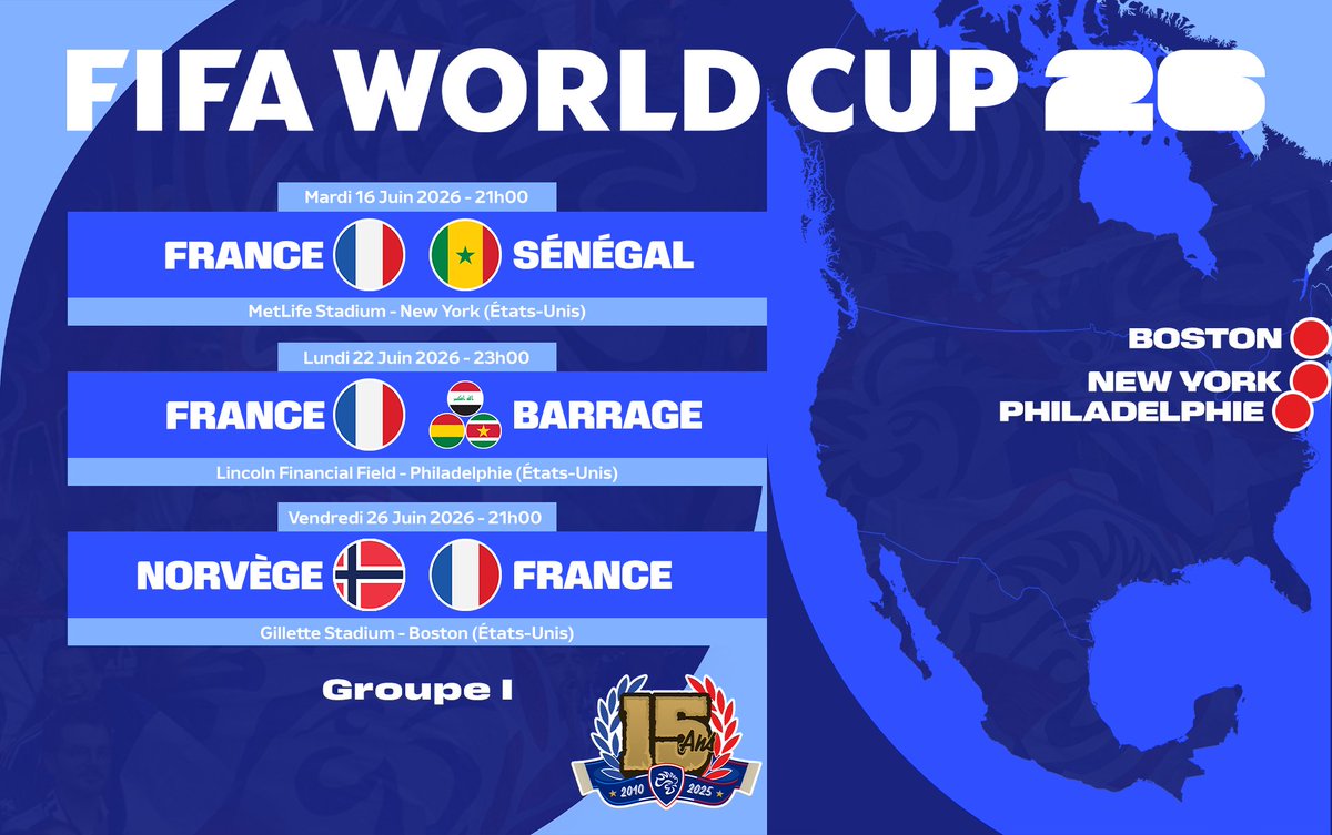 Direction New-York, Philadelphie &amp; Boston pour les Bleus !

21h, 23h, 21h heure française⌚️