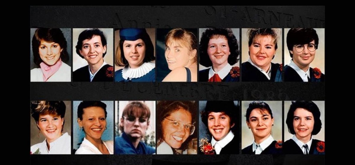 preta_6's tweet image. Remembering these women today. 

Geneviève Bergeron
Hélène Colgan
Nathalie Croteau
Barbara Daigneault
Anne-Marie Edward
Maud Haviernick
Barbara Klucznik-Widajewicz
Maryse Laganière
Maryse Leclair
Anne-Marie Lemay
Sonia Pelletier
Michèle Richard
Annie St-Arneault
Annie Turcotte