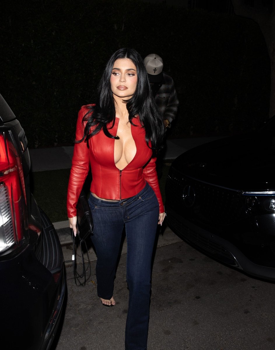 Khydaily's tweet image. Kylie Jenner going to the Chrome Hearts Holiday Party in LA