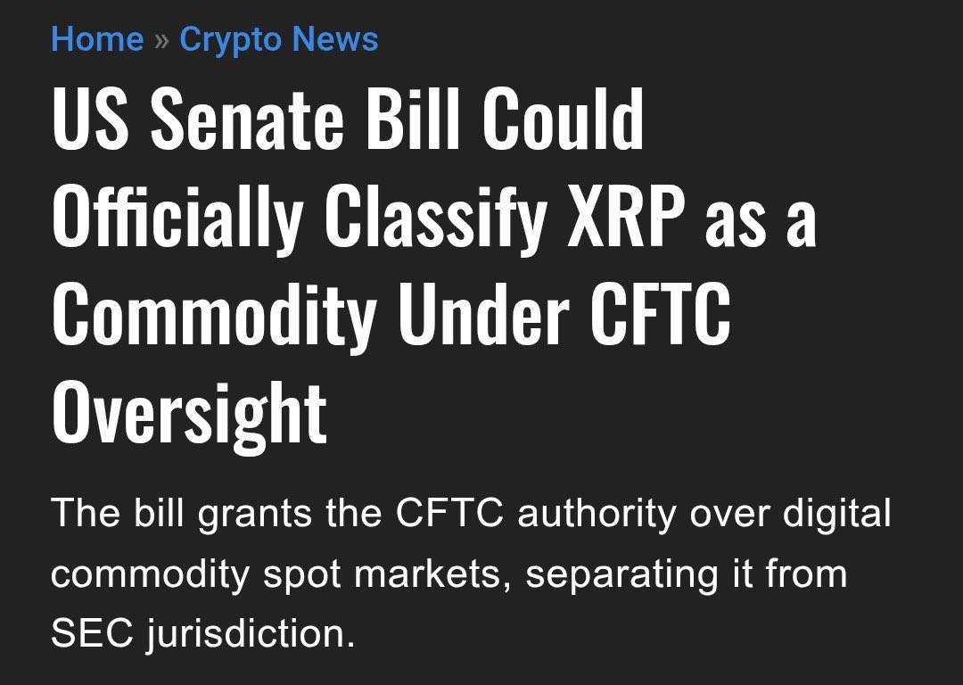 _Crypto_Barbie's tweet photo. 🚨 HUGE NEWS:

US SENATE BILL COULD CLASSIFY #XRP AS A COMMODITY UNDER CFTC OVERSIGHT! 🇺🇸 https://t.co/UL8MOWoklM