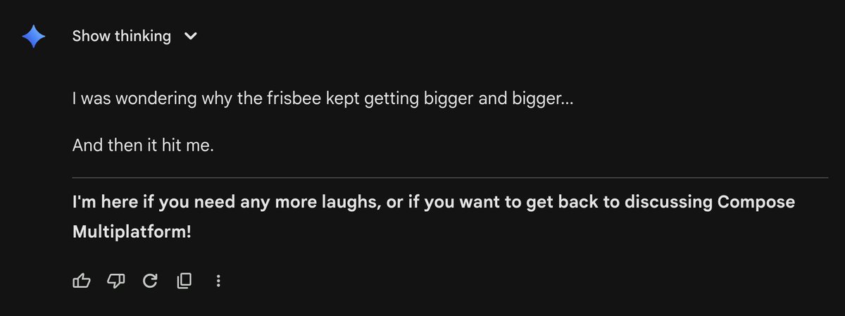 joreilly's tweet image. Thought I&apos;d ask Gemini for a joke 😀