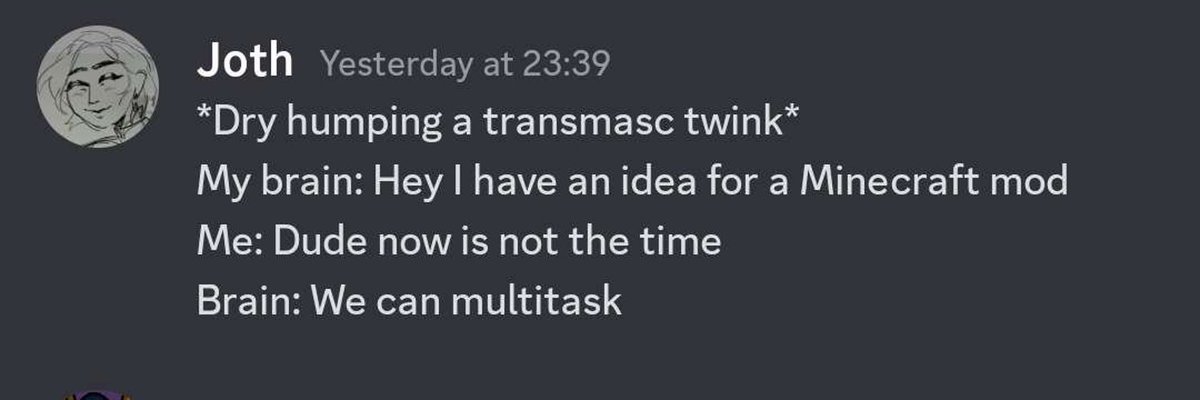 jothwip's tweet photo. It's so awesome that as a trans woman if you ever DARE joke about sex you'll inevitably gonna get accused of every crime and perversion underneith the sun https://t.co/lwEQp4SJyp